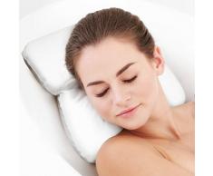 PUMPKO Oreiller Blanc pour Baignoire avec Ventouses | Coussin Beige pour l'espace bien-être (2-panel)