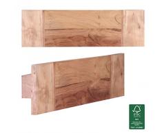 Wohnling Porte-serviettes Bois Massif Acacia 50 cm étagère murale style maison de campagne de Salle de Bain Accessoires naturel Meuble de salle de bain étagère design Produit Serviette stönder Plateau en bois