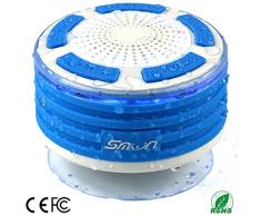 Radios de Douche Mini Enceinte Bluetooth 4.0 portable à étanchéité IPX7 avec éclairage LED Smilin. Rechargeable via un cable micro USB Haut-Parleur Etanche Puissant FM Radio Pour les Appels pour iPhone 6/6 plus, 5/5s, Samsung