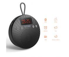 VTIN Enceinte Bluetooth sans fil avec Radio FM et Réveil Haut-Parleur Portable d'extérieur Douche Plage Piscine pour iPhone 7 7 Plus 6S 6S Plus SE, iPad, Galaxy S6 Edge S6 S5, Nexus, HTC, Blackberry, Google, Wiko, XiaoMi, HuaWei, ZTE, etc