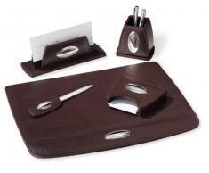 Set de bureau complet, cuir marron 5pz