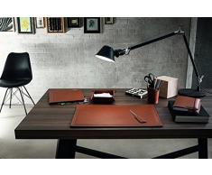 ASCANIO 6: Parure de bureau 6 pièces en cuir, couleur Brun, set de bureau complet, bureau secrétaire, base Antidèrapant, Made in Italy