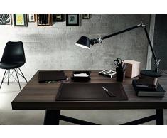 ASCANIO 6: Parure de bureau 6 pièces en cuir, couleur Brun Foncé, set de bureau complet, bureau secrétaire, base Antidèrapant, Made in Italy