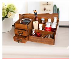 wysm Creative ordinateur de bureau multifonction soin de finition de la boîte de bureau complet du bois massif boîte de rangement en bois grand cosmétiques
