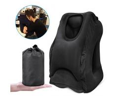 Oreiller voyage gonflable coussin de voyage ergonomique pour l'avion avec le corps complet et le support de tête Oreiller de bureau avec masque pour les yeux(nior)