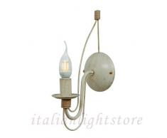 Fiammingo Applique Murale Rustique Fer Forgé Ivoire Patiné Or Culot E14 Made in Italy
