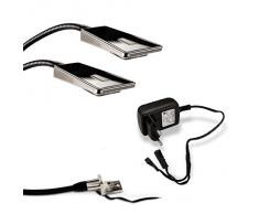 2x SO-TECH® Lampe liseuse flexible "Luminoso" LED Lampe de chevet DEL Lampe pour lire LED Lampe de lecture noir incl. Alimentation électrique