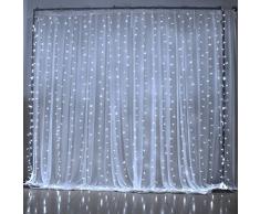 SOLMORE 6x3M Rideau Lumineux 600 LED 8 Modes Guirlande Lumineuse Déco Mariage Soirée Anniversaire Noël Fête Vitrine Fenêtre Cour Balcon Maison Boutique Restaurant Hôtel Bar Intérieur Extérieur 220V Blanc