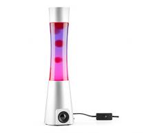 oneConcept LavaBoy - Lampe lava style 70's avec enceinte Bluetooth (entrée AUX, 10m de portée, éclairage d'ambiance rouge)