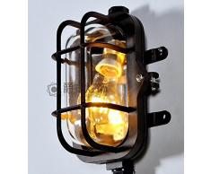 Applique murale extérieur Lampe murale ovale E27 Vintage Rustique Antique rétro industrielle Noir américain wegeleuchten außenwand Leuchten nordique Maison de Campagne Vieux extérieur Lampe murale extérieure LED Lampe fer verre