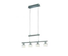 Reality leuchten lampe suspension lED joJo avec 4 x 4 lED osram 4,5 w, 400 lm, 3000 k, longueur 70 cm, hauteur réglable 95–170 cm-nickel mat/verre blanc brillant r32514907
