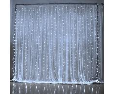 GEEDIAR®3Mx3M Rideau Lumineux 300 LED fenêtre rideaux Icicle Lumières cordes Fée de noce Lumière jardin Décorations (blanc)