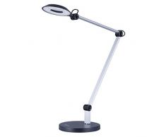 Finether 8W Halo LED Lampe de Bureau à Bras Pivotant Lampe de Table d'Architectes avec Base, C-Clamp, 3 Niveau de Luminosité et Bras Réglable pour Salle de Lecture Bureau Dortoir Hôtel, Noir
