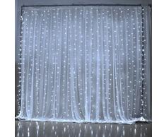 SOLMORE 10x3M Rideau Lumineux 1000 LED 8 Modes Guirlande Lumineuse Déco Mariage Soirée Anniversaire Noël Fête Vitrine Fenêtre Cour Balcon Maison Boutique Restaurant Hôtel Bar Intérieur Extérieur 220V Blanc