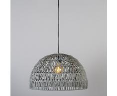 QAZQA Rétro Suspension Papella 2 gris Metal,Papier Rond / Compatible pour LED E27 Max. 1 x 60 Watt
