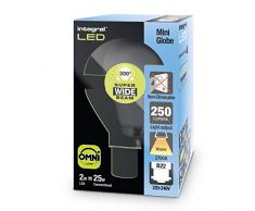 Integral LED non dimmable Angle de faisceau large Golf Mini Globe Ampoule (LED B22 à baïonnette, 2 W, 2700 K, 250 lm) â Blanc chaud