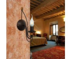 Fiammingo Applique Murale Rustique Fer Forgé Patiné Ruille Or Culot E14 Made in Italy