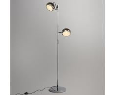 QAZQA Industriel, Moderne, Rétro Lampadaire Biker 2 noir, Verre, Metal, Rond, Globe, Oblongue / Compatible pour LED E14 Max. 2 x 25 Watt