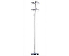 Lampadaire, style moderne, contemporain, armature et plafonnier en métal galvanisé en chrome, pour salon ou chambre 1 ampoule incl. 4 x 4,6W LED 12V IP20 230 V