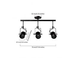 'Rétro rails Plafonnier industrielle, motent Vintage Style 3,35 Largeur Roue Lampe Rail Spot Rail Éclairage mural Spot de Rail pour cuisine couloir salon de chambre bar café Charger Restaurant de avec 1 ampoules, Métal, mit