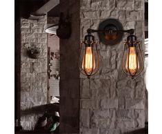 Vintage Rustique 2 têtes lampe murale Cage d'oiseaux mur de feu Applique Luminaires Décor Cuisine couloir