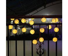 koiiko® 15,7 M 20 LED Guirlande Lumineuse Solaire Lanterne Boule Multicolore étanche pour extérieur, jardin, Garden, Maison, Jardin, Chemin, décoration Noël, paysage, jaune