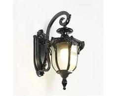 Applique murale d'extérieur Noir Antique rétro E27 nordique Maison de Campagne Lampe murale Alt extérieur Lampe murale LED Vintage Rustique lampe extérieure Londen Aluminium Verre buiten Applique murale extérieur Outdoor (Noir H38 cm)