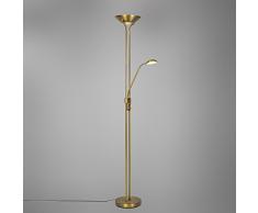 QAZQA Moderne Lampadaire Variateur avec Lampe de Lecture Variateur Diva LED 2 laiton, Metal, Oblongue / LED incluses Module Max. 1 x 18 Watt A+