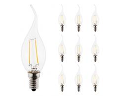 SEBSON® 10 x Ampoule LED 2.5W (remplace 20W) - Forme bougie/flamme - Culot E14 - Angle du faisceau 160° - Blanc chaud - 200lm