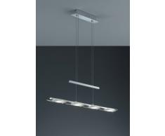 Trio Leuchten 327410406 Suspension JoJo à hauteur réglable 95 - 180 cm avec 4 ampoules LED 5 W Chromé/verre blanc à lintérieur/verre transparent à lextérieur 96 cm