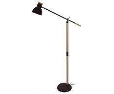 Tosel 95190 Olsen Lampadaire Liseuse Bois Hêtre/Tôle Acier/Peinture Époxy Noir 800 x 1200 mm