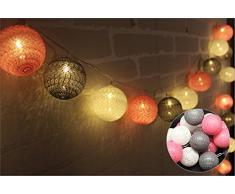 Guirlande lumineuse LED Bubble Coton 3.5m 20 Boule 220V (blanc+gris +rose)