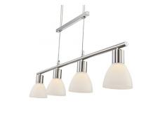 Globo 68069–2Z Bilbao LED Lampe à suspension réglable, nickel/verre, chrome, 5 pièces