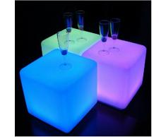 MERVY - Lot de 2 Cubes Led Pouf Table Basse Tabouret 40cm lumineux multicolore + télécommande/ INTERIEUR-EXTERIEUR 71.10 euros le cube