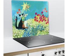 WENKO 2712911500 Plaque multi Rosina Wachtmeister - pour plaques de cuisson vitrocéramiques, planche à découper, Verre trempé, 50 x 0.5 x 56 cm, Multicolore
