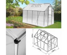 IDMarket - Serre de jardin aluminium et polycarbonate 4.75 m² 250x190x195 cm translucide