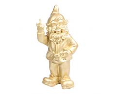 Statuette nain de jardin doigt dhonneur - maison/jardin - 15 x 12 x 32 cm - doré