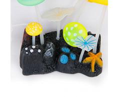 1 x Plante Aquatique Artificielle Feuilles de Lotus Champignons avec Ventouse Décoration pour Aquarium - Couleur Aléatoire