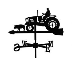 Girouette Fermier sur son Tracteur en fer forgé petit modèle