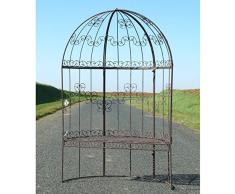 Banc Demi Lune Arche à Rosier Banquette Couverte Petite Gloriette ou Pergola en Fer Marron 59x121x184cm