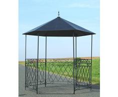 Gloriette Tonnelle de Jardin Abris Pergola Couverte Kioque en Fer Marron 200x200x290cm