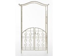 CLP Arche de Jardin exclusive avec portillon ASTIA en métal, Hauteur 220 cm, Largeur 110 cm, Gloriette jardin, crème antique