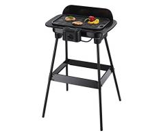Severin - 8522 - Barbecue sur Pieds - 1600 W - plaque en fonte alu - thermostat - pare-vent - noir