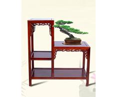 Fleur de bois massif Cadre de bonsaï Bois rétro quatre couches de salon Pot de fleurs Fleur Rack
