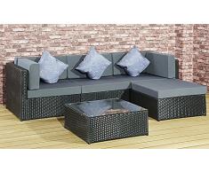 Jet-Line Bergen II Salon de jardin noir,-gris en acier, lounge neuf XXL