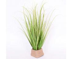 Graminée artificielle dans sa corbeille, vert-jaune, 45 cm - herbe décorative / plante synthétique - artplants