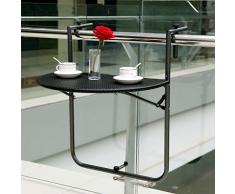 IKAYAA Table Suspendue Pliante Balcon Terrasse Patio Rampe à Manger Meubles de Patio Table Jardin + 2PCS Chaise Portable Patio Extérieur Pliante Intérieure Camping Tabouret