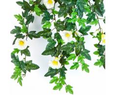 Pétunia retombant artificiel, 320 feuilles, 28 fleurs, jaune-blanc, 55 cm - fausse fleur / plante artificielle - artplants
