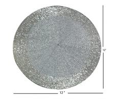 Ensemble de 2 Artisanat Inde Prisha ® Handmade Sterling argent ethnique / tapis rond napperon napperon décoratif avec 2 ronds et 2 tasse de thé coaster ( Dia - 12") Cadeau de Noël