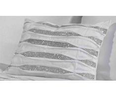 Cristal Plissé Diamante Boudoir garni moderne nouveau coussin rectangulaire, Polyester, Blanc, 30 x 40 cm